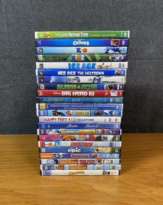 Lot of 22 Family DVDs - Ice Age Big Hero 6 Rio 1 & 2 Robots Happy Feet