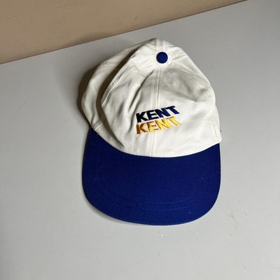 Vintage Kent Super Lights Hat Cap Snap Back Mens One Size White Blue Cigarette