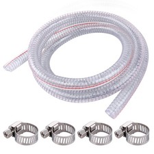 10FT 3/4" ID x 1" OD Steel Wire Suction Hose PVC x 10 FT, Clear