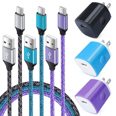 Wall Charger A35 Galaxy Cube with Type C Cable USB C Braided Power Cord 6FT f...