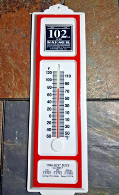 Vintage 13'' Morco Kaeser and Blair Inc 102nd Plastic Advertising Thermometer USA