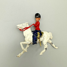 Vintage Crescent England Lead Toy Soldier Horse Guard Figure Red Tunic Horse