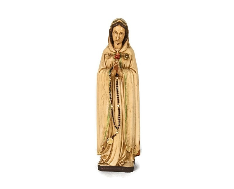 Statue Our Lady Maria Rosa Mystica Montichiari Italian Plaster