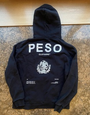 Hoodie von Peso,  Herrengröße Gr. L , Schwarz mit weißem Aufdruck