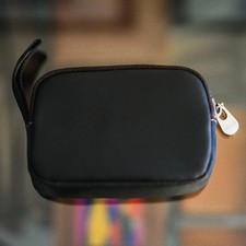 Black Leather Zipper Coin Purse for Coins Cards Cash Women's Purse Men's Wallet