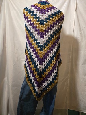 New Cotton Blend  Hand Crocheted Triangular  Shawl Wrap Scarf