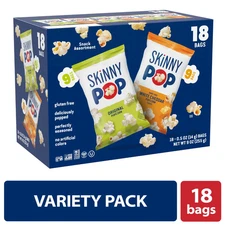 SkinnyPop Gluten-Free Original and White Cheddar Popcorn Variety Pack, 0.5 oz