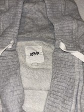 Aerie Women s Deep V-Neck Hoodie Sweatshirt Size XS TP Gray Long Sleeve Casual