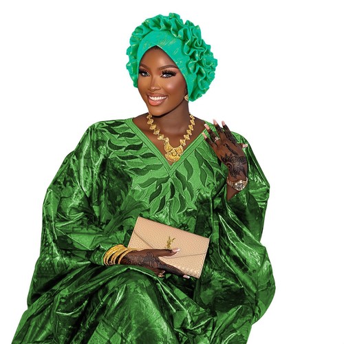 African Women Glitter Pleated Turban Cap Auto Gele Headtie Head Wrap Wedding New - 第 60/62 張圖片