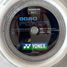 YONEX Badminton Strings BG80 POWER BG80 P-1 0.68mm/ 100m Roll  White  New  