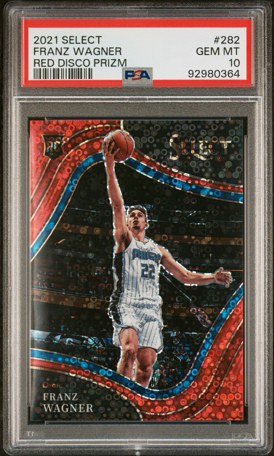 2021-22 Panini Select PSA 10 Courtside Franz Wagner Red Disco Prizm /49 (RC)