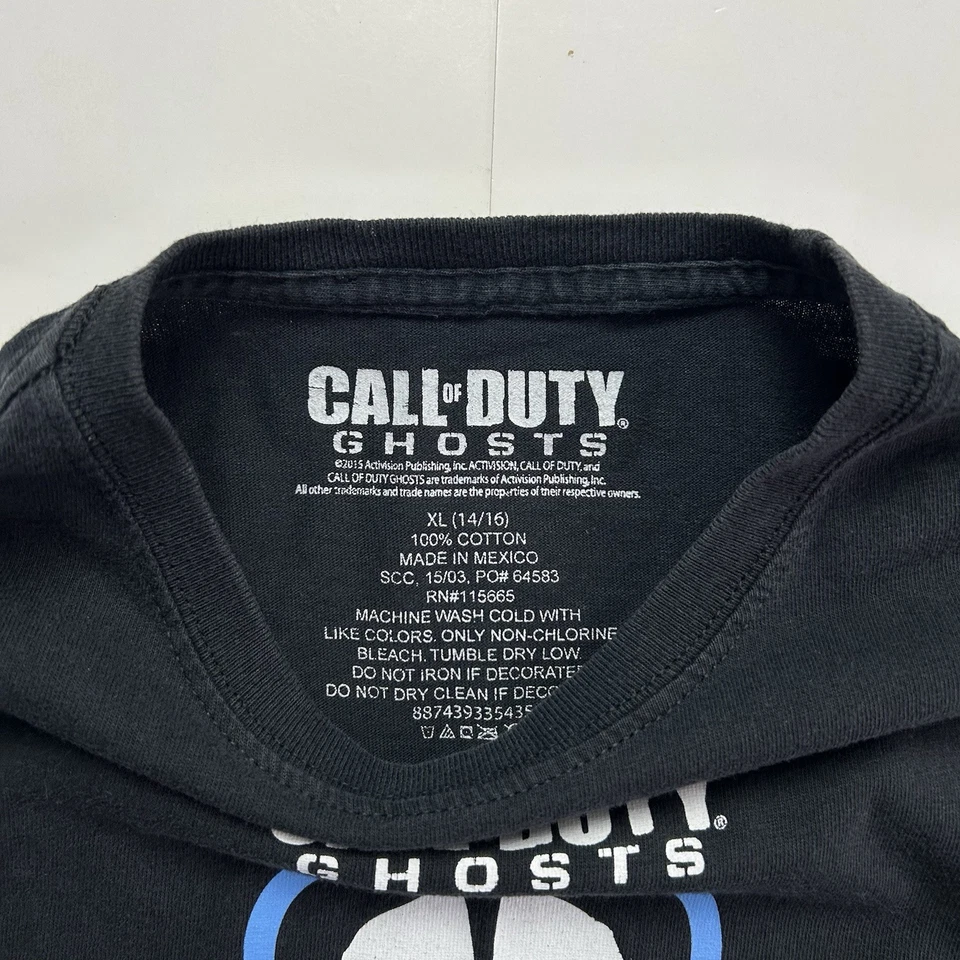 Camiseta Y2K Call of Duty Ghosts Gráfica Negra Videojuego Calavera Juvenil Talla XL Foto 3 de 4