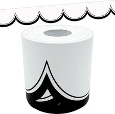 50ft White/Black Scalloped Border Trim for Bulletin Boards Decor