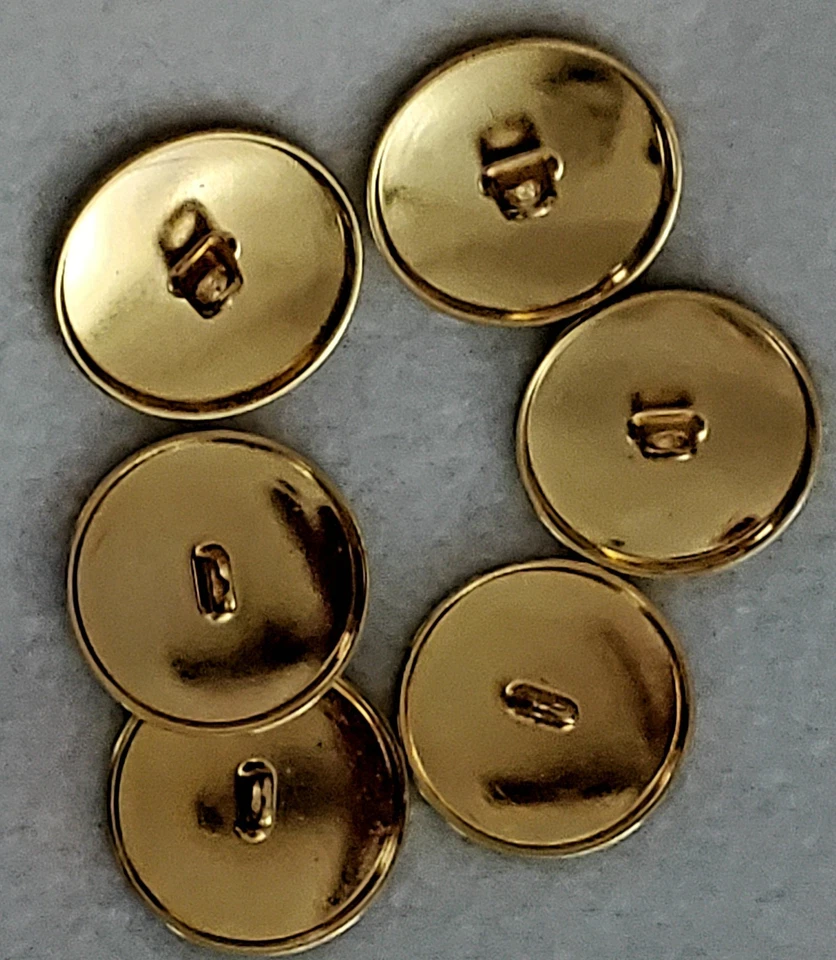Juego de 6 Botones Metal Vástago Extra Grande Dorado 1" Diámetro Caja Nueva Abierta Foto 2 de 4