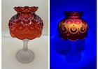 LE Smith Orange Amberina Moon And Star Pedestal Fairy Lamp Glows — photo 1