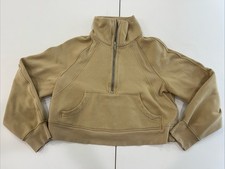 Lululemon Scuba Oversized Funnel Neck Half Zip Crop Sweatshirt Beige Women S/XS