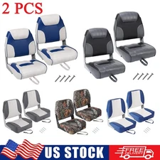 2 Pack Boat Seats Low Back Fold-Down Fishing Boat Chair Seat with Sponge Padding