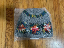 Supreme Crochet Beanie Heather Grey SS25 Hand Knit Wool Box Logo One Size