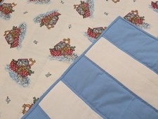 Handmade Baby Quilt Boy Girl Unisex Hand Quilted Noah's Ark Blue White 40x36