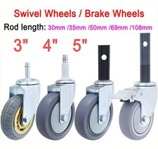 Heavy Duty Rubber Swivel Castor Wheels Trolley Furniture Caster Brake 30 - 90kg
