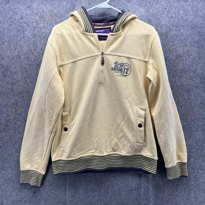 Vintage Schott Pullover Hoodie Mens Medium Yellow 1/2 Zip Sweatshirt Streetwear
