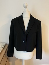 French Connection L Black Cropped Blazer Jacket Boxy