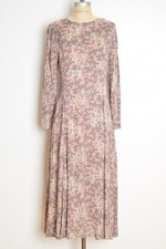 vintage 90s dress Laura Ashley floral print rayon prairie grunge tea length L