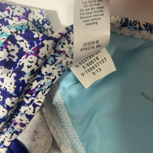 Athleta Womens Size Medium Blue Purple Floral Print Padded Tankini Swim Top - Picture 6 of 6