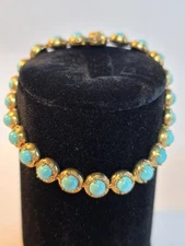 QVC Sleeping Beauty Turquoise Tennis Bracelet 925 Sterling Silver Size 7.5"