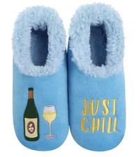 Snoozies Women's Size 5/6 Parable Slippers Just Chill NWT Plush Blue Fleece