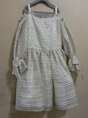 David Charles Gold Label Ivory Pearl Princess Ball Gown Size 14Y Metallic Girls