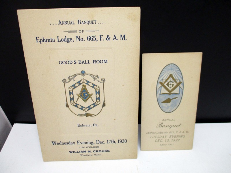 Annual Banquet Mason’s Ephrata Lodge No. 665 1922 & 1930