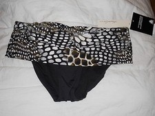 Kenneth Cole New Womens Black Tummy Toner Bikini Bottoms Bathing Suit S NWT