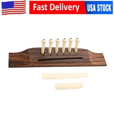 6 String Acoustic Guitar Rosewood Bridge Saddle Nut 6pcs Pins Set End Pin