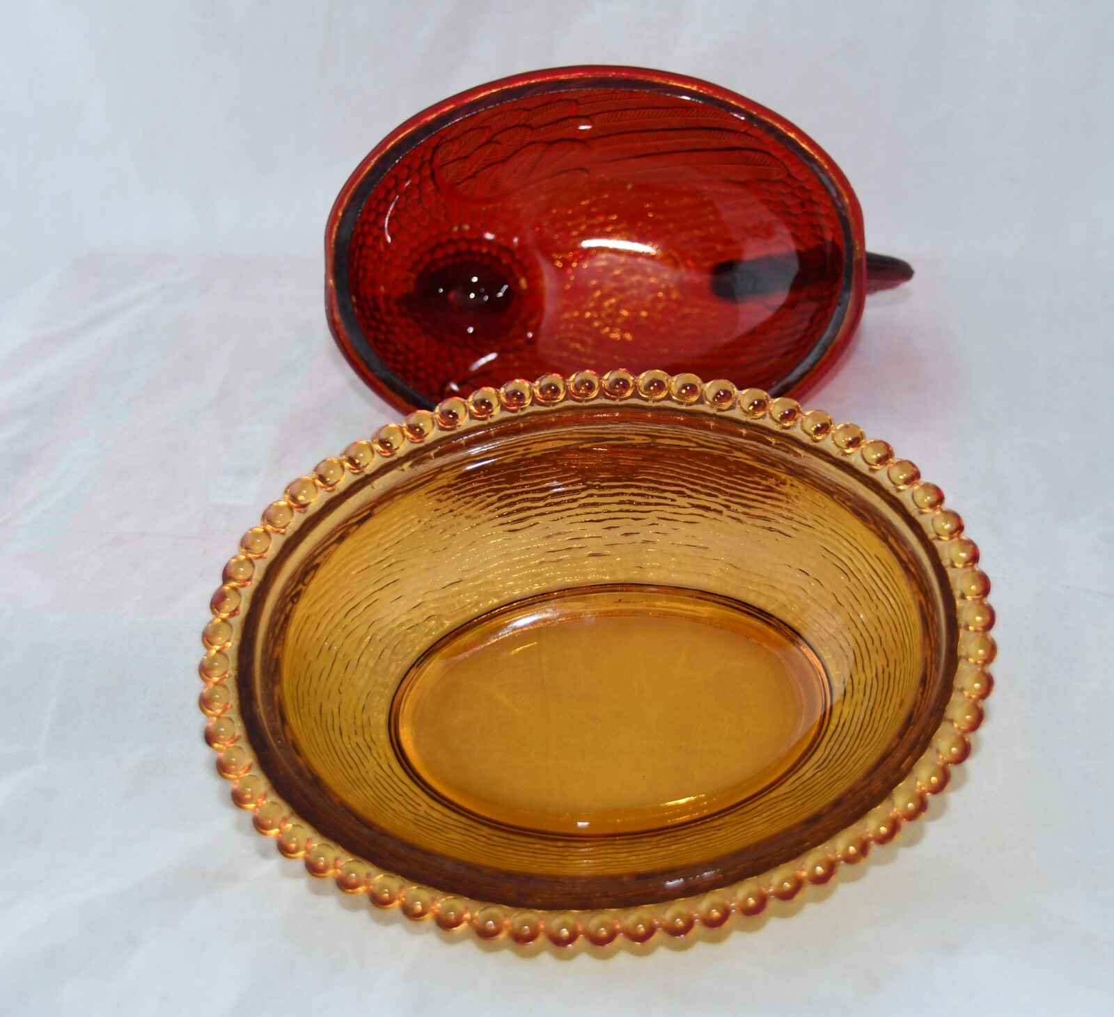 Vintage Indiana Glass Large 7" Hen On A Nest HON Ruby Red Chicken Candy