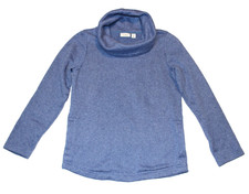 LL Bean Heather Blue Fleece Cowl Neck Pullover Sweatshirt in Women's Small