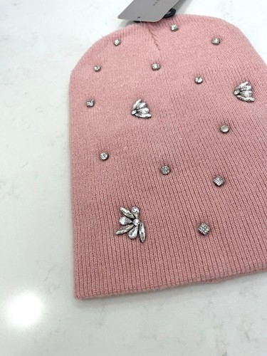 Zara Beanie GERIPPTER STRICK rosa STRASS DIAMANT ENTSCHMUCK Mütze neu mit Etikett 4373/308 - Bild 7 von 9