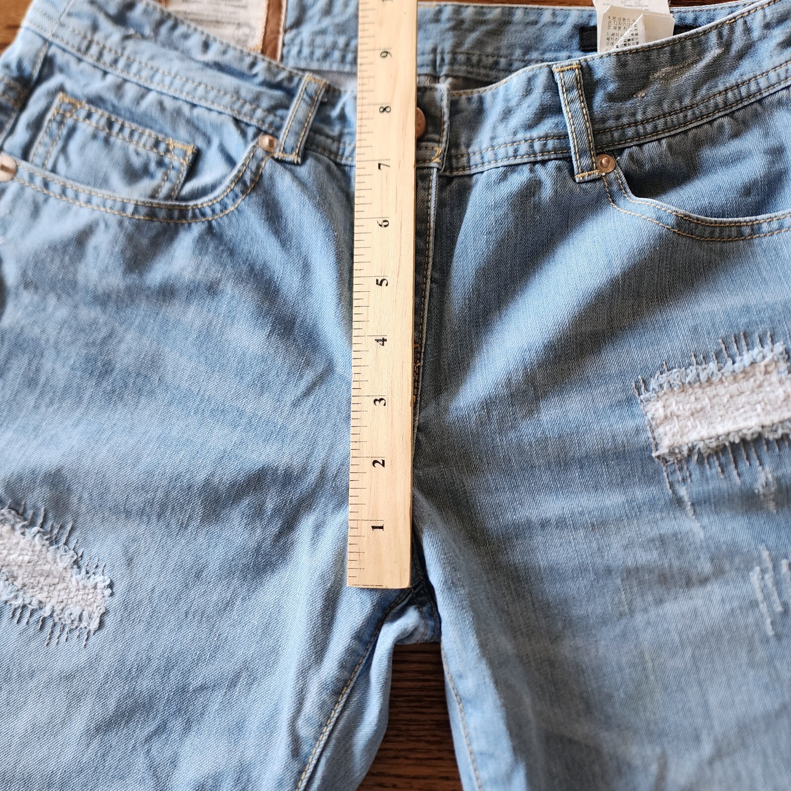 Beanpole Distressed Patchwork Crop Ankle Jeans Wa… - image 7