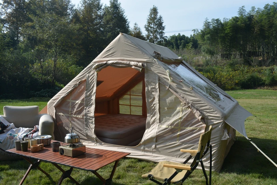 Tienda de campaña inflable portátil de aire Tienda de campaña Tienda de glamping de fácil configuración 4-6 personas Foto 4 de 4