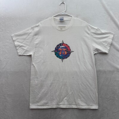 Vintage Papa Joe's T Shirt Mens L White Alaska 75th Anniversary Compass Graphic