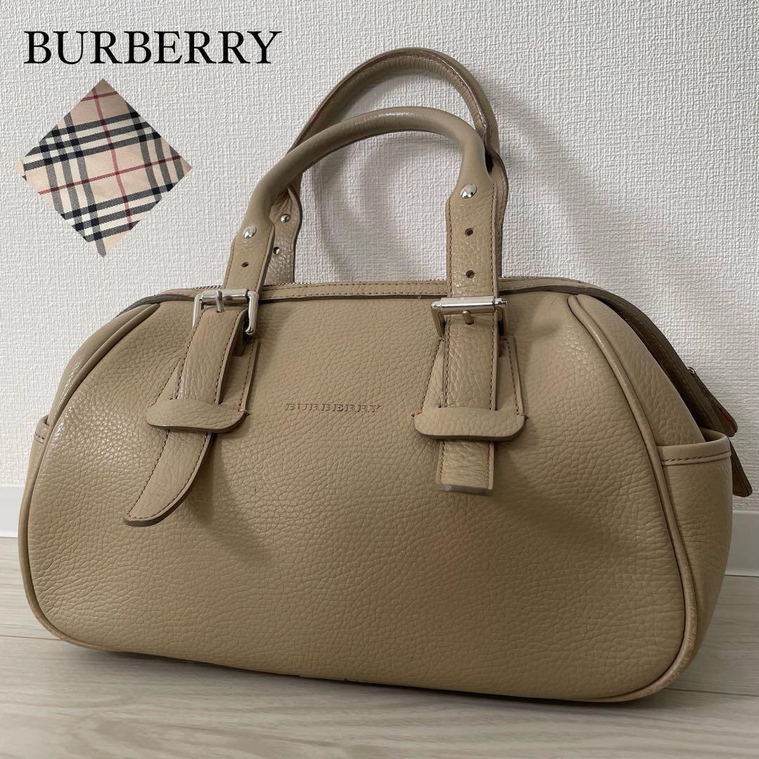 Burberry Handbag Nova Check Leather Beige Authentic