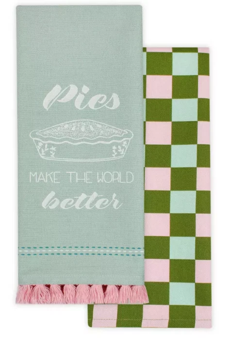 Kitchen Dish Towels Pink & Green Pies / Make the World Better 2 Towel Set - Image 2 of 3
