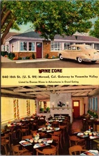 Linen Postcard Pine Cone Restaurant 640 16th St U.S. 99 in Merced, California