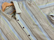 Tommy Bahama Men's XLarge Striped Silk Short Sleeve Shirt 100 Silk