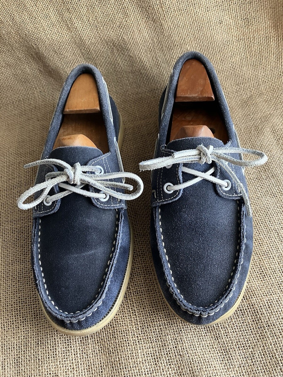 Paraboot Marine Mens Blue Suede Leather Boat Shoes Size UK