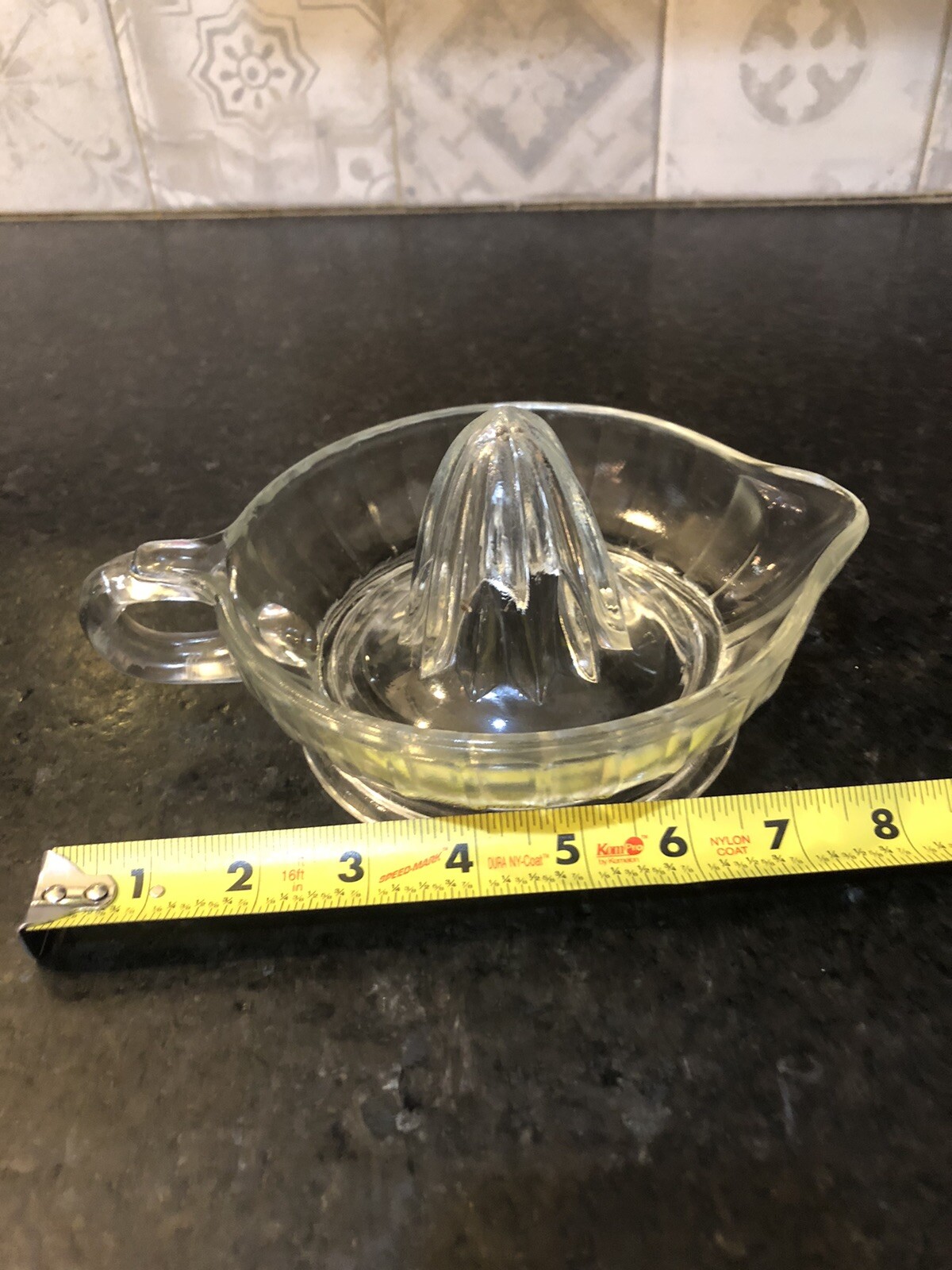 Vintage Clear Glass Juicer With Spout and Curled Handle