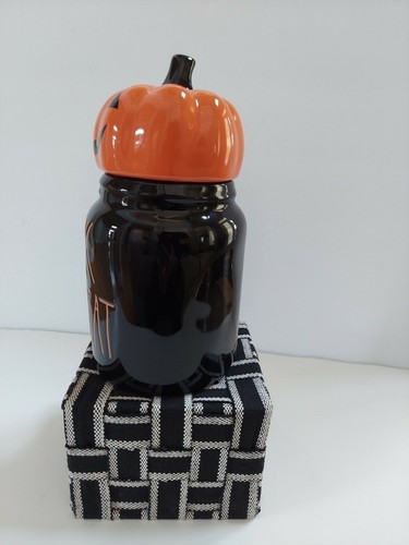 Rae Dunn Magenta LL "TRICK OR TREAT" Canister with Topper NWT - Picture 3 of 6