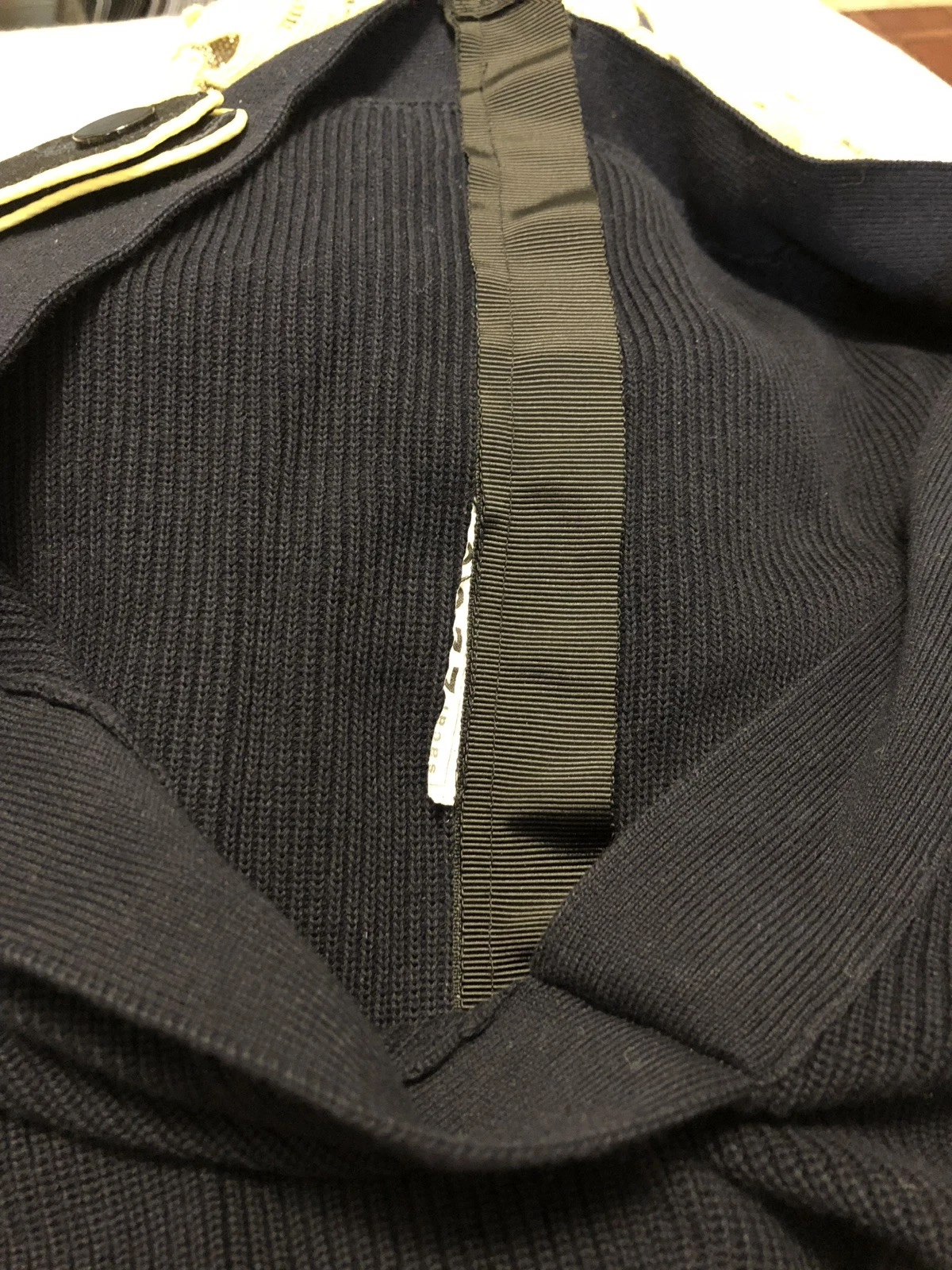 Abito blu navy SACAI taglia XS con pizzo floreale giallo vita a goccia spalline con