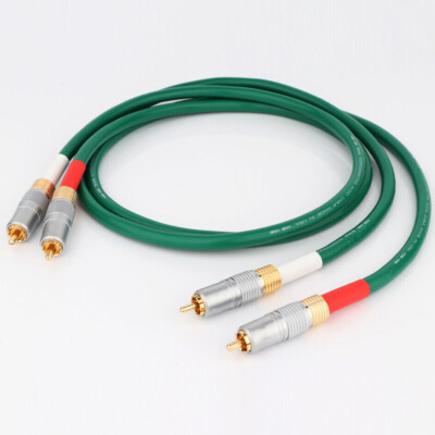Pair OFC Copper Silver plated HiFi Audio RCA Interconnect Cable Gold Plated Plug