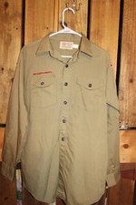 Boy Scouts of America Uniform Men's Shirt Long Sleeve Green 15 Neck Medium